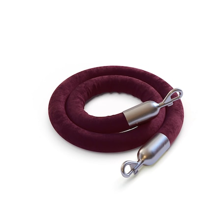 Montour Line Velvet Rope Maroon With Satin Stainless Snap Ends 10ft.Cotton Core PVR150-100-MN-SE-SS